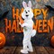 Adult Deluxe Bunny Costume with White Jumpsuit Fluffy Tail and Mascot Head